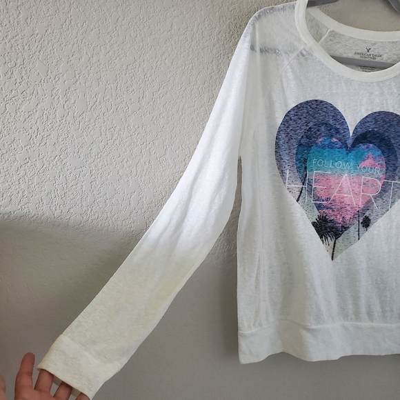 AEO follow your heart graphic print burnout tee NWT - Picture 3 of 9